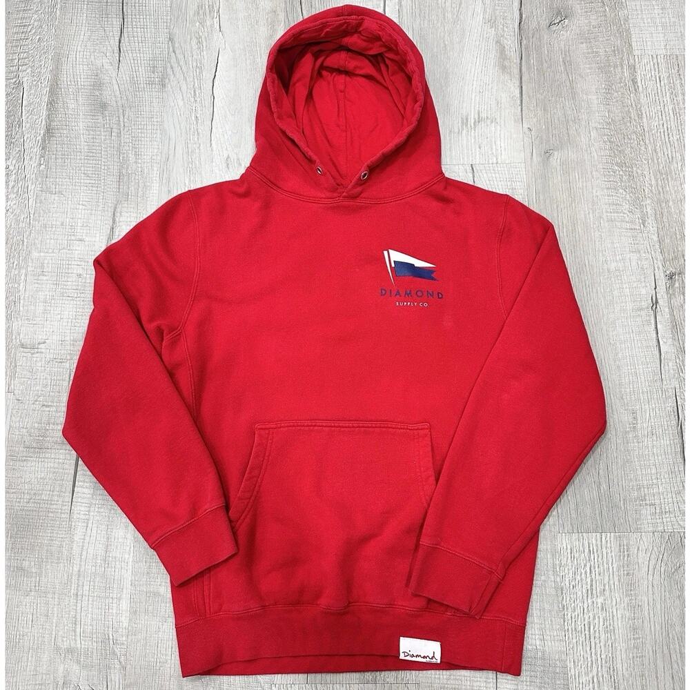 Diamond Supply Co Hoodie Men's Small Red Long Sleeve Pullover Preppy